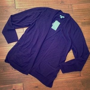 NWT Open Knit Cozy Sweater Royal Purple Cardigan